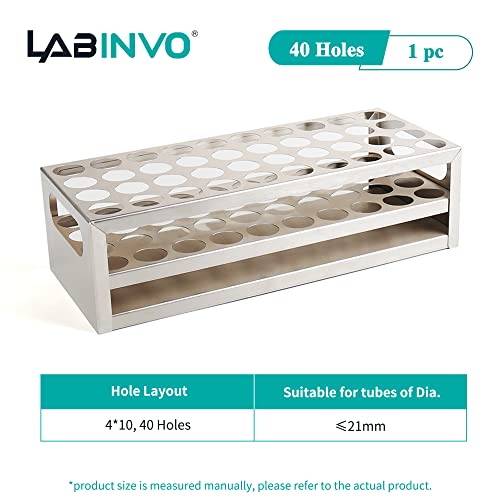 LABINVO 40 Delikli(4×10) Boru Rafı, Çaplı Borular için uygundur.≤21mm, Paslanmaz Çelik Test Tüpü Tutucu, IN-TTRS40