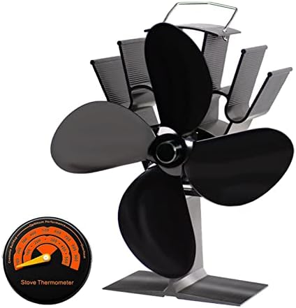 LYNLYN 4 siyah şömine ısı Powered soba Fan günlük ahşap brülör çevre dostu sessiz Fan ev verimli ısı dağılımı (renk: