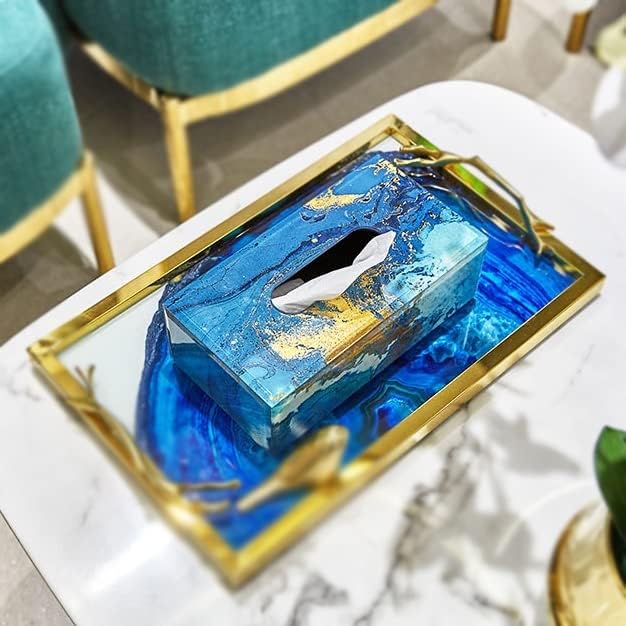 GENİGW Selofan Doku Kutusu Mavi Zanaat Yemek Masası Peçete Tutucu Oturma Odası Dekoratif Kağıt Çekmece