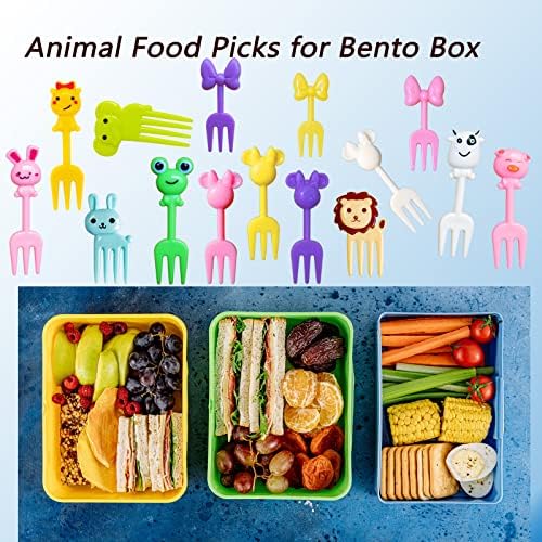 Heptour 30 Adet yiyecek kürdanları Çocuklar için, Sevimli Hayvan Yürümeye Başlayan yiyecek kürdanları Bento Kutusu