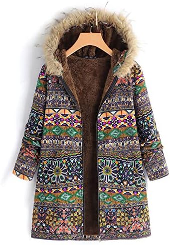 Bayan Uzun Palto Sıcak Desenler Baskı Faux Hood Kar Artı Boyutu Tavuskuşu Sonbahar Sevimli Termal Kabanlar Tops