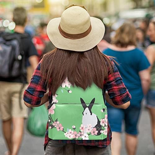 TBOUOBT Deri Seyahat Sırt çantası Hafif Dizüstü Rahat Sırt Çantası Kadın Erkek, tavşan kiraz çiçeği hayvan karikatür