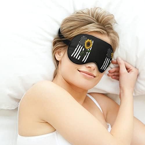 Ayçiçeği Amerikan Bayrağı Komik Uyku Göz Maskesi Yumuşak Körü Körüne Göz Kapağı Ayarlanabilir Kayış ile Gece Siperliği
