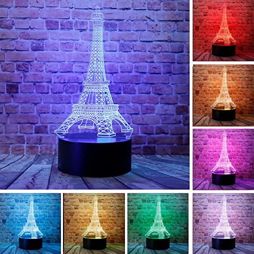 Paris Moda Stil Eyfel Kulesi 3D LED Optik Illusion yatak odası dekoru Masa Lambası Uzaktan Kumanda ile 7 Renk Akrilik