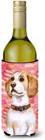Caroline's Treasures BB9773LİTERK Beagle Aşk Şarap Şişesi Hugger, Kırmızı, Şişe Soğutucu Kol Hugger Makinede Yıkanabilir