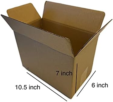 Mikron Oluklu Mukavva Kutu 10 ½ ” Uzunluk x 6” Genişlik x 7” Yükseklik, Kraft, Nakliye, Paketleme ve Taşıma için (20)