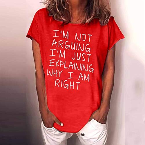 Gevşek Rahat Tee Kadın kadın günlük t-Shirt Komik Mektup Baskılı Kısa Kollu O-boyun Düz Gevşek T Shirt