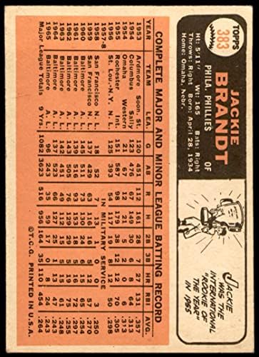 1966 Topps 383 Jackie Brandt Philadelphia Phillies (Beyzbol Kartı) ESKİ + Phillies