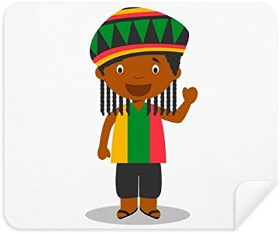 Siyah Jamaika Karikatür Temizlik Bezi Ekran Temizleyici 2 adet Süet Kumaş
