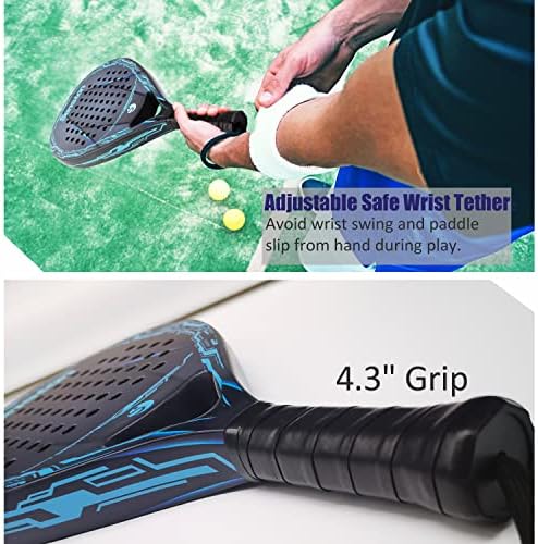 Tenis Raketi Karbon Fiber Tenis Raketi ile EVA Bellek Esnek Köpük Çekirdek-Padel Raket Taşıma Çantası ve Topları Pop