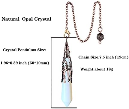 Maden Kehanet için DUQGUHO Kristal Sarkaç Sivri Opal Kristal Sarkaç Bronz Zincir Reiki Doğal Şifa Büyücülük Kristal