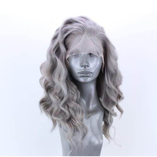 RONGDUOYI Gümüş Kısa Bob Dantel ön Peruk Kadınlar için Tutkalsız Vücut dalga sentetik ısıya dayanıklı iplik saç Peruk