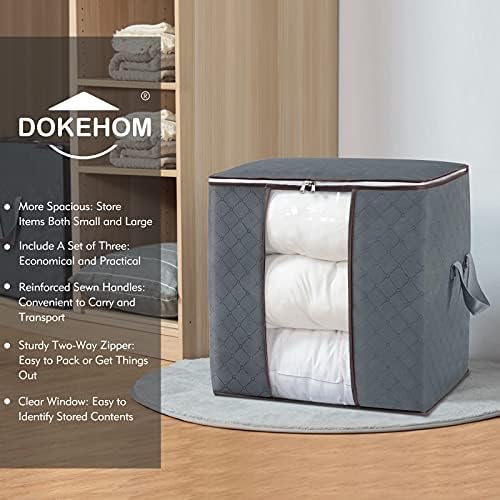 DOKEHOM 5 Adet 100L Büyük giysi saklama çanta düzenleyici Takviyeli Saplı Nevresim, Battaniye, Yatak Takımı, Katlanabilir
