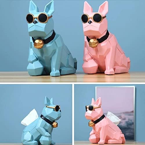 HAOKTSB Dekoratif Doku Kutusu Doku Kutusu Kapağı İskandinav Fransız Bulldog Heykelcik Yaratıcı Reçine Hayvan Doku