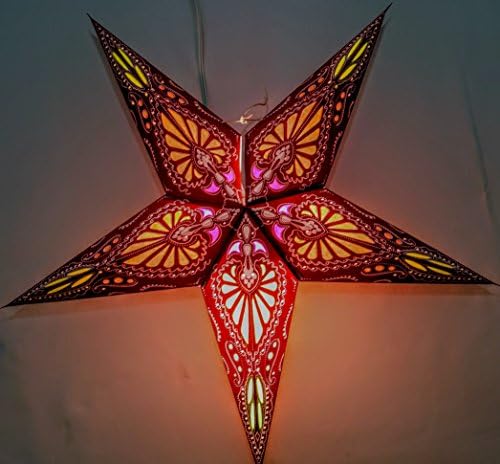 Umta'dan Sinek Kuşu Kağıt Yıldız Fener (Siyah Üzerine Pembe)