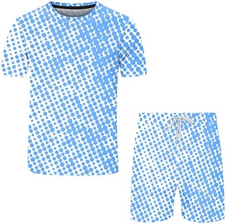 Erkek Yaz Rahat Şort Setleri Crewneck Rahat Koşu T Shirt ve Kısa Spor Takım Elbise Grafik Baskı Düzenli Fit Eşofman