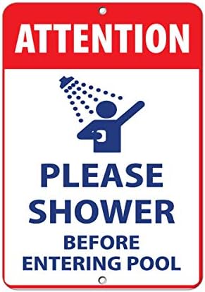 Dikkat Lütfen Havuza Girmeden Önce Duş Alın Aktivite İşareti vinil yapışkan Çıkartma 8
