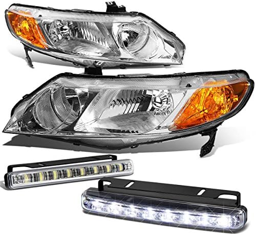 Honda Civic Sedan 4-Door ile uyumlu siyah konut Amber köşe far + DRL 8 LED sis ışık
