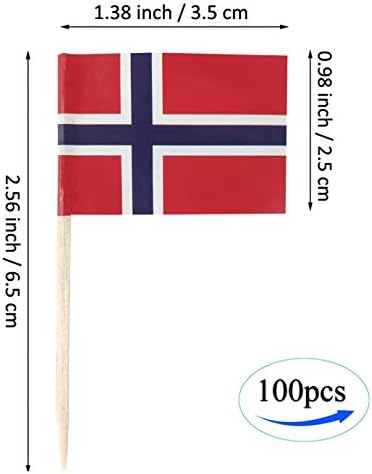 JBCD Norveç Kürdan Bayrağı Norveç Mini Küçük Kek Topper Bayrakları (100 adet)