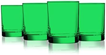 Masa Üstü Kral Zümrüt Yeşili Renkli İçecek Aristokrat Çift Eski Moda Gözlük - 12 oz. 4'lü set-Ek Canlı Renkler Mevcut