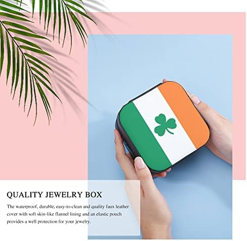 Yonca Yonca İrlanda Bayrağı kadın Premium Seyahat Küçük Mücevher kolye kutusu Yüzük Depolama Organizatör Mini Vitrin