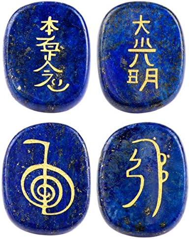 mookaitedecor paketi-2 ürün : 4 parça Lapis Lazuli taşlar oyulmuş çakra sembolleri Palmiye taşları ve siyah obsidyen