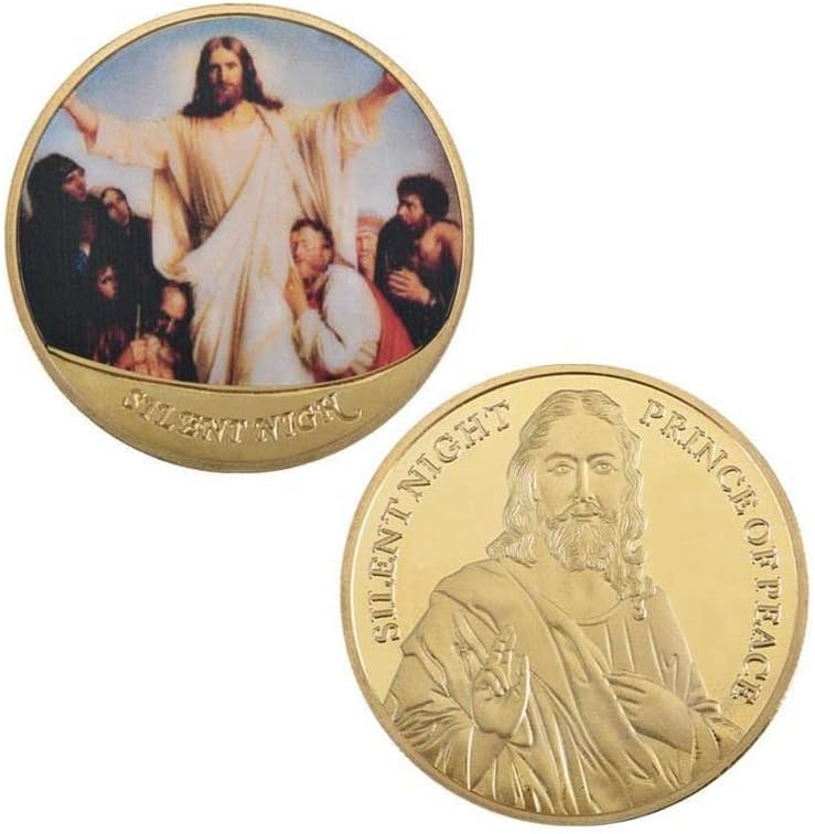 İnanç Haç İsa hatıra parası Altın ve Gümüş Sikke Kabartmalı Metal El Sanatları Rozeti Hediye (Altın)
