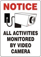 Accuform MASE813VS Yapışkanlı Vinil Güvenlik İşareti, GrafikliVideo Kamera tarafından İzlenen Tüm Etkinliklere Dikkat
