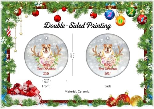 İngilizce Bulldog Noel Süsü İlk Noel Asılı Süsleme Noel Ağacı Süsleme Köpek Noel Süsü Bebeğin ilk Noel Süsü 2021 Çorap