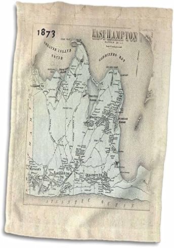 3D Rose 1873 Doğu Long Island Haritası New York El / Spor Havlusu, 15 x 22, Beyaz