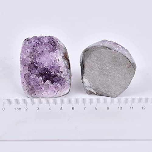 CNYANFEI 2 Adet Ham Ametist Geodes Mini Gerçek Mor Ametist Kristal Küme Druzy taşı Kristal Süslemeleri Ev ıçin Doğal