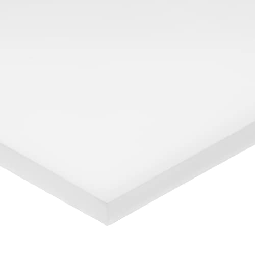 Delrin Asetal Homopolimer Plastik Çubuk, Beyaz, 3/8 inç Kalınlığında x 4 inç Genişliğinde x 12 inç Uzunluğunda