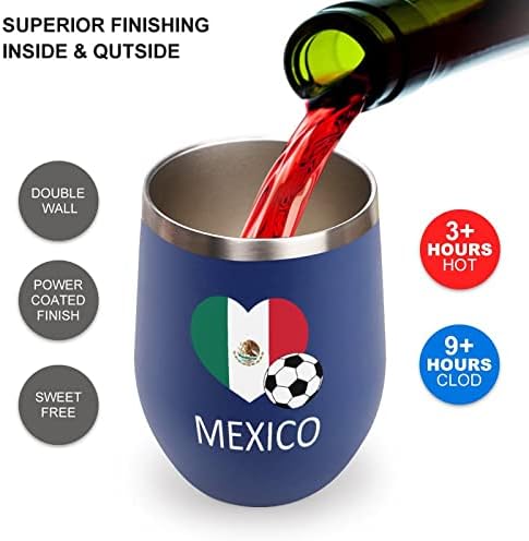 Aşk Meksika Futbol Bardak Bardak Vakum Yalıtımlı Fincan Paslanmaz Çelik Kahve Seyahat Kupa Şişe 12 OZ kapaklı
