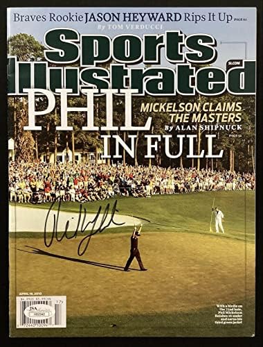 Phil Mickelson İmzalı Sports Illustrated 4/19/10 Etiketsiz Golf Masters Auto JSA İmzalı Golf Dergileri