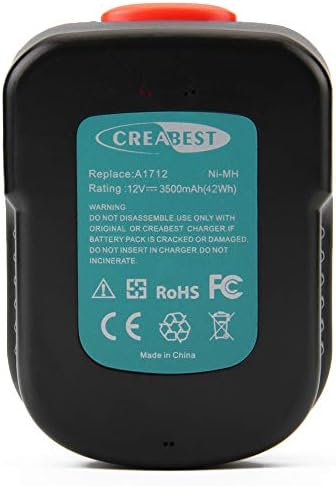 CREABEST 2 Paket 12V 3.0 Ah Ni-MH ile Uyumlu Siyah & Decker Yedek Pil FSB12 A1712 HPB12 FS120B FS120BX A12 A12-XJ