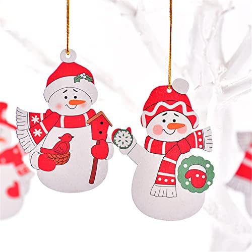 Noel Ahşap Kolye 6 Paket Meçhul Yaşlı Adam Kutulu Ağacı Küçük Süsler Noel Süslemeleri Kalın Çelenk