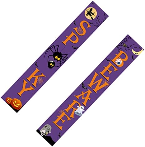 EXCEART Ev Dekorasyon 1 Çift DHalloween Sundurma Banner Spooky Dikkat İşareti Kapı Afiş Açık Dekorasyon Ev Cadılar