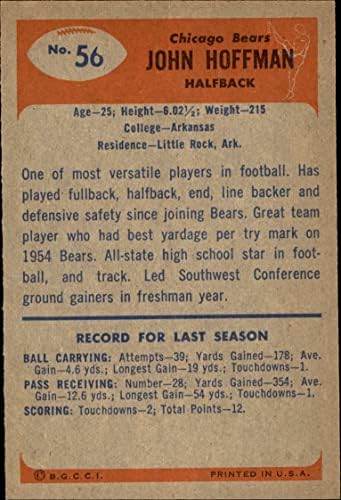 1955 Okçu 56 John Hoffman Chicago Ayıları (Futbol Kartı) NM Ayıları Arkansas