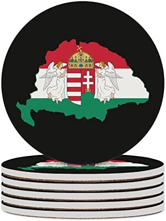 Macaristan Macar Bayrağı Harita Seramik Bardak Emici Ahşap Coaster Yuvarlak Bardak Tutucular 6 ADET