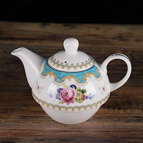 bir Set için fanquare İngilizce Porselen Çay, Fincanlı Çiçekli Çaydanlık, Mavi Çay Bardağı ve Tabağı Seti