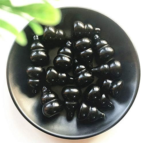 SEEWOODE AG216 1 ADET 28mm Doğal Siyah Obsidian Oyma Kabak Kristal Taş Kabakgil Dekorasyon El Sanatları Doğal Taşlar