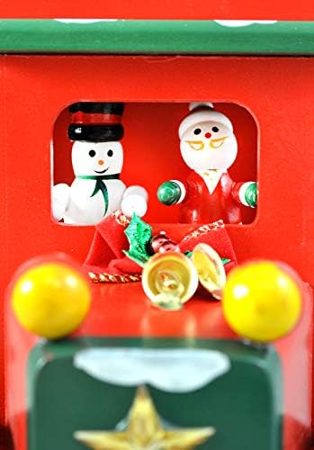 Needzo Premium El Boyalı Eski Moda Kırmızı Noel Kamyon Kullanımlık Ahşap Advent Takvimi Geri Sayım 24 Çekmeceli, 14.5