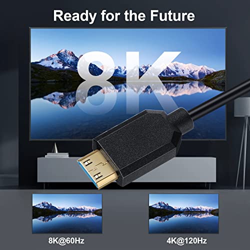 Qaoquda 8K Mini HDMI Sarmal Kablo, 48Gbps Yüksek Hızlı Mini HDMI Erkek Mini HDMI Erkek (C Tipi) Spiral Adaptör, Mini