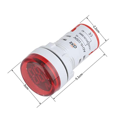 MAKEE 2 Adet Mini Dijital Voltmetre 22mm Yuvarlak AC 12-500V voltmetre Metre Monitör Güç LED Göstergesi 30x30mm (Renk: