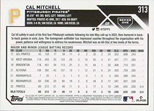 Cal Mitchell RC 2023 Topps 313 ÇAYLAK NM + - MT + MLB Beyzbol Korsanları