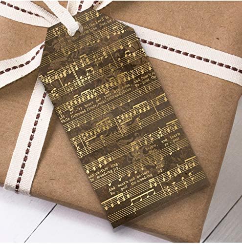 Kahverengi Altın Müzik Noel Hediyesi Etiketleri (Mevcut İyilik Etiketleri)