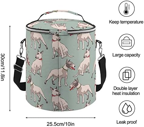 Bull Terrier Yalıtımlı Çanta Taşınabilir Buz Kutusu Soğutucu omuz Paketi Zip Etrafında Kova Bakkal Alışveriş Piknik