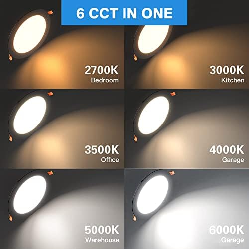 FOXLUX Gömme Aydınlatma 6 inç 12 W 6 CCT Seçilebilir LED gömme tavan ışığı, J Kutulu Ultra İnce Kısılabilir Downlight,