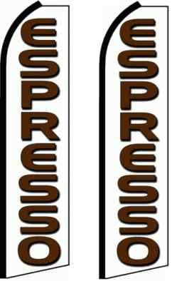 Espresso Swooper Tüy Bayrak, Kutup ve Zemin Başak ile Kiti, 2' 5 1/2 x 11' 3/4, Tam Renkli, 2 Kitleri
