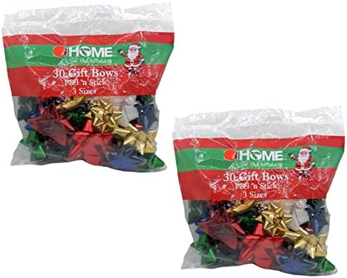 Premium Holografik Peel N Stick, Hediye Paketleme Noel Yayları, Çeşitli Renkler ve Boyutlar (30 Yay)